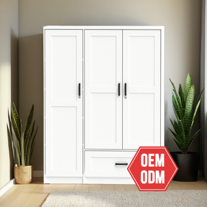 OEM acabado moderno de madera de 3 puertas 1 cajón armario de estilo de diseño contemporáneo de Malasia para gimnasio y uso en hoteles - Product Image 1