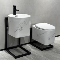 Ensemble WC suspendu monobloc moderne avec lavabo en céramique pour hôtel
