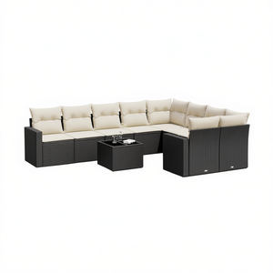 Conjunto de Sofás de Jardín en Ratán Sintético Negro con Cojines de Espuma de Alta Densidad, Muebles de Exterior de Diseño Contemporáneo - Product Image 1