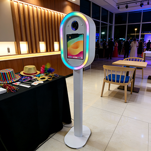 Photomaton ovale pour iPad DSLR avec coque en <span class=keywords><strong>miroir</strong></span> acrylique, étui pour photomaton avec valise de transport, pour fêtes, mariages, événements - Product Image 1