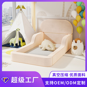 Canapé-lit pour enfants 1,15 m pliable avec housse amovible pour le sommeil des enfants, couche en coton élastique confortable Q - Product Image 4