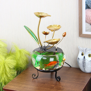 ตู้ปลาแก้วทรงกลมแบบมินิมอลพร้อมระบบน้ำไหลตกแต่งบ้านและสำนักงาน - Product Image 1