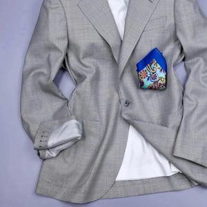 Custom Light Grey 100% <strong>Wool</strong> Breathable Business Suits Set Bespoke Single/<strong>Double</strong> Breasted Italian Notched Lapel Half Woolen - Product Image 2