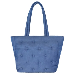 Sac fourre-tout en coton bleu porte-bonheur du Vietnam avec bouton décoratif, deux poignées, ouverture supérieure, sac de shopping toutes saisons, sacs à bandoulière - Product Image 4
