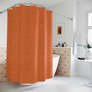 <span class=keywords><strong>Rideau</strong></span> <span class=keywords><strong>de</strong></span> <span class=keywords><strong>Douche</strong></span> Imperméable en Tissu 100% Polyester Orange Brûlé à <span class=keywords><strong>Motif</strong></span> Géométrique Circulaire, Style Bohème Abstrait, Vente en Gros - Product Image 5