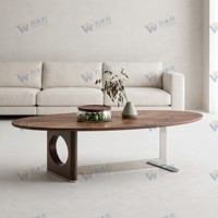 Table basse moderne en bois massif avec structure en métal, écologique et durable, meubles pour la maison, salon, hôtel et villa