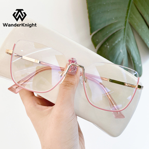 Gafas de Moda 2025, Gafas de Metal con Logotipo Personalizado de Lujo, Montura Óptica Semimontura, Gafas con Bloqueo de Luz Azul, Monturas Ópticas - Product Image 2