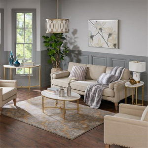 Tavolo <span class=keywords><strong>Console</strong></span> Semicircolare in Ferro e Marmo Nordico Multifunzionale per Ingresso, Corridoio e Soggiorno, Design Moderno - Product Image 2