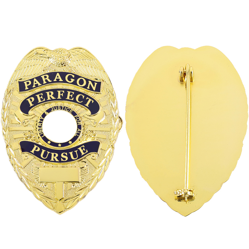 Custom Metal Security Badge with Leather
