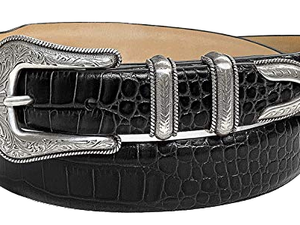 Nouvelle ceinture décontractée en cuir de vachette noir et marron avec boucle métallique à verrouillage automatique argentée, imperméable et durable, style western pour homme - Product Image 1