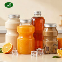 Bouteille en plastique PET vide VVG OEM ODM de qualité alimentaire personnalisée 100ml 250ml 350ml 500ml avec bouchon pour boissons, bubble tea, smoothies
