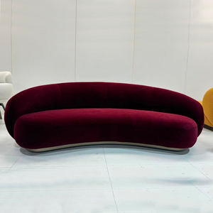 Canapé d'angle incurvé en tissu velours de style minimaliste moderne, canapé moelleux pour salon - Product Image 3