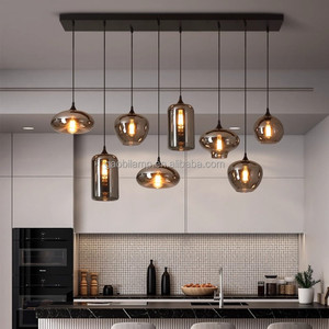 Lámpara Colgante Moderna de Bola de Cristal Gris Ahumado para Isla de Cocina, Luz Decorativa Nórdica para Restaurante - Product Image 2