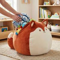 Bolsa de Almacenamiento de Juguetes con Forma de Animal, Organizador Tipo Puff, Funda de Felpa Suave con Diseño de Gato para Organizar Juguetes Infantiles
