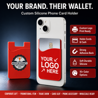Dompet Kartu Silikon Custom untuk Ponsel, Tempat Kartu Kredit, Cetak Logo, Hadiah Perusahaan, Barang Promosi, OEM, Grosir