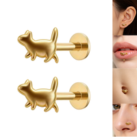 Piercing unisexe en acier chirurgical 316L pour cartilage, nez, oreille, hélix, tragus, labret, lèvre, langue, avec vis à dos plat, pour mariage