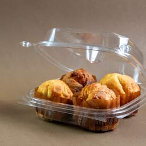 Caja de magdalenas profesional, contenedor de alimentos de plástico, embalaje con bisagras a prueba de manipulaciones, característica reciclable - Product Image 6