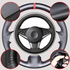 Housse de <span class=keywords><strong>volant</strong></span> en fibre de carbone et cuir microfibre pour <span class=keywords><strong>BMW</strong></span> <span class=keywords><strong>E60</strong></span> E61 530d 545i 550i E63 E64 630i 645Ci 650i 2003-2010 - Product Image 2