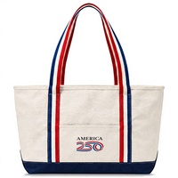 Thankful Greetings America 250 Sac fourre-tout en toile officiellement autorisé, commémoratif du 250e anniversaire, importé, lourd et durable