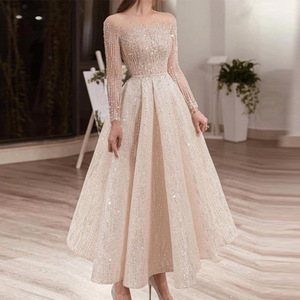 2023 estate donna europea e americana monospalla manica lunga abito lungo abito lungo <span class=keywords><strong>con</strong></span> <span class=keywords><strong>paillettes</strong></span> - Product Image 4