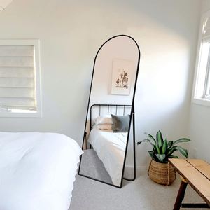 Miroir mural de dressing sur pied, grand, arqué, doré, de luxe, fait main, moderne, pleine longueur, en verre trempé, décoratif - Product Image 6