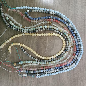 ลูกปัดหินธรรมชาติลูกปัดกลมหลวมสำหรับทำเครื่องประดับอุปกรณ์งานฝีมือ DIY - Product Image 2