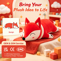 Peluche personnalisée OEM/ODM en forme de renard, coussin doux pour dormir, cadeau d'anniversaire pour fille, animal en peluche, coussin doux en forme de renard