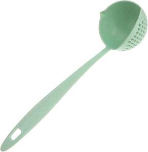 Cuchara de Sopa de Plástico con Mango Largo 2 en 1, Cuchara para Hot Pot, Cuchara con Filtro de Paja de Trigo para Restaurante y Hogar - Product Image 1