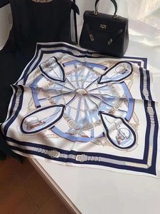 Lusso 90cm sciarpa quadrata in raso di seta da donna <span class=keywords><strong>Vintage</strong></span> geometrico a foglia accessori per stampa testina - Product Image 5