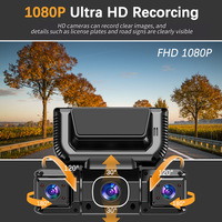 Caméra de tableau de bord de voiture 3,0 pouces 1080P 4 canaux UHD 360 °   Enregistreur vidéo de surveillance de stationnement avec suivi GPS et connexion Wi-Fi en option