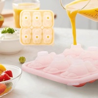 Moule à glaces en silicone en forme de lapin 3D, 6 cavités, pour aliments pour bébés, plateau à crème glacée, moule à glaçons avec couvercle