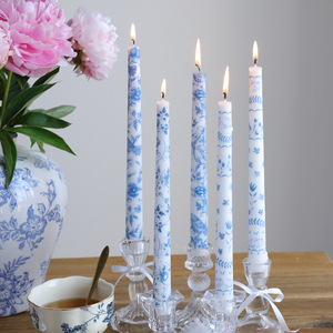 Bougie parfumée en porcelaine bleue et blanche de 25 cm, dîner romantique chinois aux chandelles, mariage, fête, usage domestique, sans fumée - Product Image 2