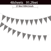 48 feuilles 94ft Racing Checkered Bannière en plastique noir et blanc Couleur Scheme
