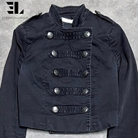 Veste Bomber en Jean Délavé Style Napoléon LARSUR, Coupe Slim, Col Montant, pour Moto, Veste Hussar en Jean Court