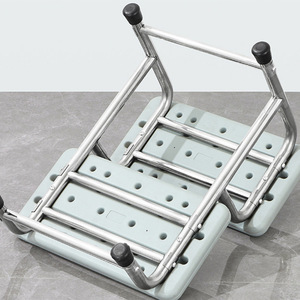 Stainless Steel Footstool Double Layer Abs Seat Hospital Use Anti Slip Home <b>Shoe</b> Changing Bench - Product Image 2