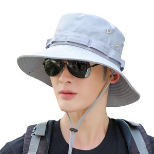 Chapeau Bob Homme Extérieur Bleu Marine Réglable Protection Solaire Respirant Pêche Randonnée Style Toile Décontracté Été - Product Image 5