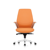 Chaise de bureau ergonomique à dossier haut en cuir PU, appui-tête réglable, base en métal brillant, 3 couleurs