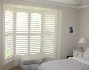 Australia PVC foam blinds England Australia style Bay Window sliding PVC Plantation shutters white colour louver