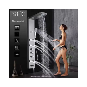 Système <span class=keywords><strong>de</strong></span> douche SUS304, vente chaude, panneaux <span class=keywords><strong>de</strong></span> douche en acier inoxydable LED en cascade, montage mural, <span class=keywords><strong>colonne</strong></span> <span class=keywords><strong>de</strong></span> douche <span class=keywords><strong>noire</strong></span> - Product Image 1