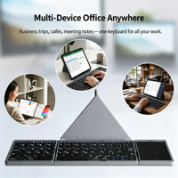 Clavier pliable avec pavé tactile, clavier pliable de haute qualité en gros, mini clavier Bluetooth portable à trois volets pour ordinateur portable