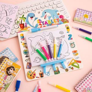 Tableau d'écriture effaçable réutilisable créatif, stylo pour tableau blanc, stylos colorés, ensemble de dessins animés sur le thème des dinosaures pour enfants - Product Image 4