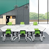 HYZ-297X Ensemble table et chaise de formation trapézoïdale pour salle de classe intelligente, table de conférence hexagonale pliable en alliage d'aluminium épaissi