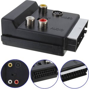 <span class=keywords><strong>Adaptateur</strong></span> SCART Europlug mâle vers femelle 21 broches avec commutateur pour connecteur <span class=keywords><strong>AV</strong></span>/RCA, modèle YR-SC-9 - Product Image 2