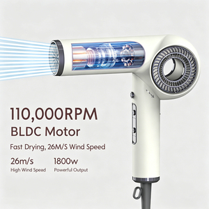Sèche-<span class=keywords><strong>cheveux</strong></span> pliable mini haute vitesse 1800W 110000RPM sans balais, sèche-<span class=keywords><strong>cheveux</strong></span> <span class=keywords><strong>de</strong></span> <span class=keywords><strong>voyage</strong></span> avec 3 embouts <span class=keywords><strong>de</strong></span> coiffage, double tension 110-220V - Product Image 2