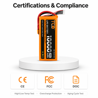 Batterie LiPo TCB 10000mAh 2S-12S 7.4V-44.4V 25C-100C à décharge élevée pour drone FPV, quadricoptère, avion RC, voiture RC
