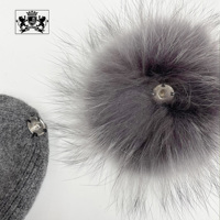Janefur personalizado niñas niños cálido Real mapache Bola de piel de punto Angora sombrero invierno lindo gris Rosa Bola de piel gorros sombrero