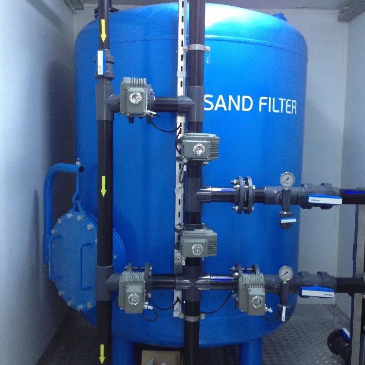 أزرق اللون عالية الجودة مع خزان معالجة مياه ، 10 m3/h الأنابيب مرشح الرمال ، نظام المعالجة
