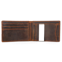 Portefeuille pliable unisexe en cuir pleine fleur, mini, fin, durable, élégant, avec pince à billets pour un usage quotidien