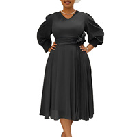 Robe midi en mousseline de soie taille plus, coupe évasée, couleur unie, tenue décontractée élégante pour le printemps, pour femmes