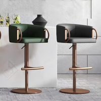 Tabouret de bar de luxe en acier inoxydable et cuir Nappa, rembourré, pour cuisine et maison, chaise haute dorée